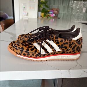 Adidas Women's Leopard Print Sneakers with White Stripes